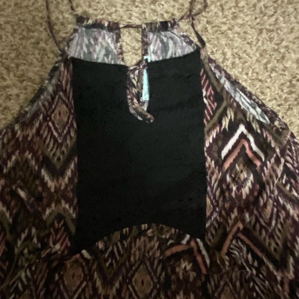 Women brown tank with string tie neck from Maurice’s